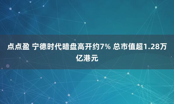 点点盈 宁德时代暗盘高开约7% 总市值超1.28万亿港元