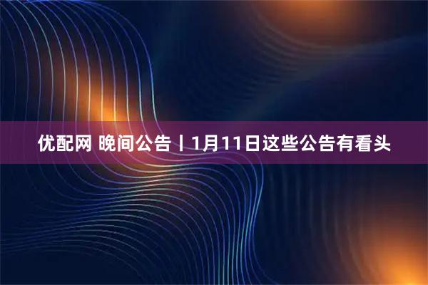 优配网 晚间公告丨1月11日这些公告有看头